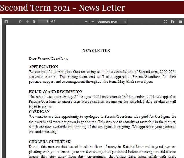 News Letter - 2nd term 2021